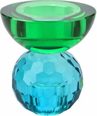 Produktbild von Gift Company Kerzenhalter / Teelichthalter Sari Kugel Cabochon, Kerzenständer, Glas, Blau / Grün, H 9 cm, 1163201008
