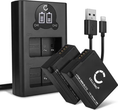 Image de CELLONIC 2x Batterie pour Appareil photo Compatible avec Panasonic Lumix DMC-FZ1000, Lumix DMC-FZ300, Lumix DMC-FZ2000, DMW-BLC12 - (1000mAh, 7.4V) + Chargeur Double