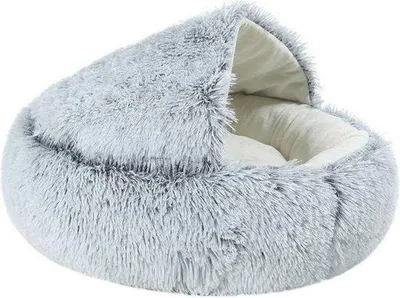 Produktbild von Famanu Haustierbett Halbschalenform - grau - Durchmesser 50 cm - weiches Plüsch