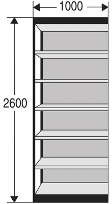Produktbild von Büro-Regal Progress 2000 Regalfeld HxBxT 2600x1000x500mm 7 Böden Rückw. silber
