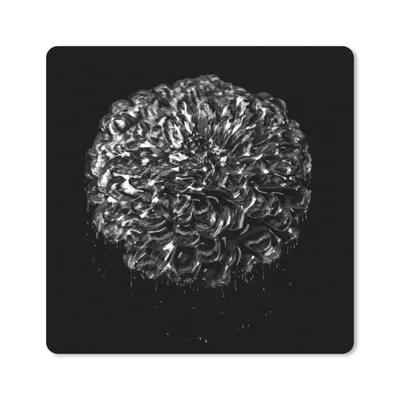 Produktbild von MuchoWow® Mauspad Mousepad Blumen - Blätter - Schwarz - Weiß 20x20 cm - Mousepads - Maus Mat - Pad - Mausunterlage - Desk Mat - Bureauartikeln