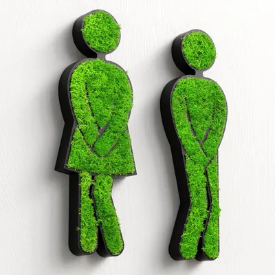 Produktbild von MOOSWERK WC Türschild Set Schwarz – Lustige Moos-Mann & Frau Toiletten-Deko | Nachhaltige Badezimmerbeschilderung | Kreatives Wanddesign fürs Gäste-WC, Lokal oder Büro