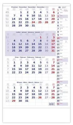 Obrázek produktu pro Čtyřměsíční Kalendář 2027 modrý s poznámkami (N214-27)