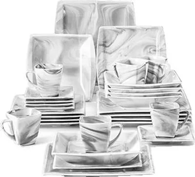 Produktbild von Geschirrset, modernes Design, umweltfreundliches Material, Marmor 30 Stück
