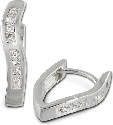 Image de SilberDream Créoles pour femmes 925 argent blanc vague zirconium boucles d'oreilles SDO377W