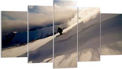 Produktbild von Bild auf Leinwand - Leinwandbild - Berge Ski Winter - 160x85cm - Wand Bild - Wanddeko - Wandbilder - Leinwanddruck - Bilder - Kunstdruck - Wanddekoration - Leinwand bilder - Wandkunst - EA160x85-0511