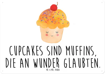 Produktbild von Mr. & Mrs. Panda tafel Cupcake DIN A5 - Weiß - Geschenk, Wandbild, Wunder, Türschild, Lustige Sprüche, Muffin, Blechschild, Küche Deko, Cupcakes, Schild, Motivation