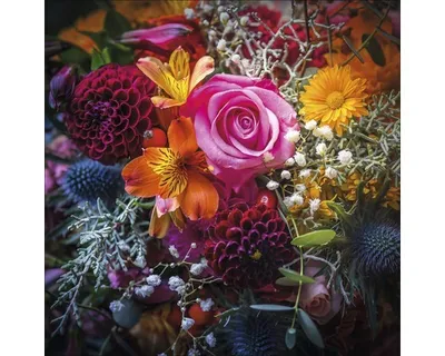 Produktbild von Glasbild Blumenmix II 50x50 cm