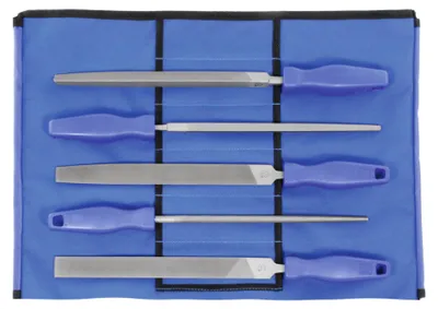Image de Jeu de limes polyvalentes Dick, 5 pièces, dans une trousse à roulettes, coupe n° 1, longueur sans tige : 300 mm, 5 pièces