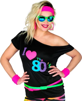 Obrázok produktu pre Kostým Košeľa z 80. rokov I LOVE THE 80's Ladies Veľkosť: S/M