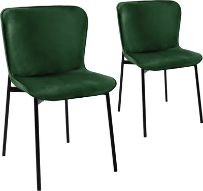 Produktbild von SVITA MARY 2er Set Esszimmerstuhl Polsterstuhl ohne Armlehnen Küchenstuhl Dunkelgrün Schwarz