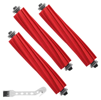 3 Hauptbürsten für Roborock S7, Q Revo, Q7 Serie, rot, Gummi