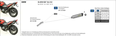 Produktbild von ARROW Auspuff RACE TECH für BMW G650GS / Sertao 2011-16 aus Aluminium, schwarz