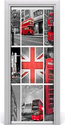 Produktbild von Tulup Türaufkleber 75x205 cm Dekorative Aufkleber Selbstklebend Wasserdichte Tapete Abnehmbar Schlafzimmer Wohnzimmer Wohnkultur - Klebstoff Collage London