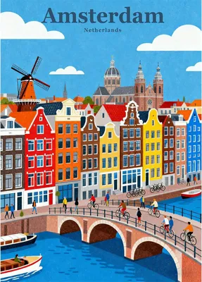 Produktbild von Diamond Painting Landschaften, 30x40 cm, Malen nach Zahlen, Amsterdam, Wanddekoration für Zuhause