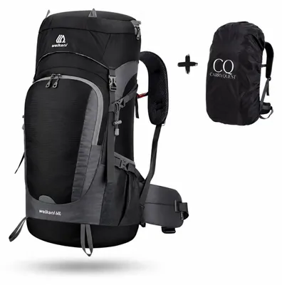 Produktbild von CarryQuest® - Trekkingrucksack 65L Nylon wasserdicht Regenhülle Schwarz