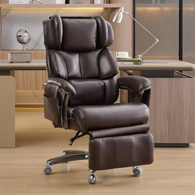 Produktbild von Bürostuhl, Chefsessel, Kunstleder Bürostuhl mit Massage und Heizfunktion, Fußstütze, 90 bis 150 Grad neigbar, 360 Grad drehbar,5 cm höhenverstellbar, bis 110 kg