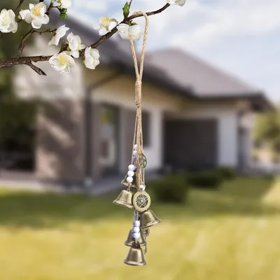 Produktbild von Windspiel Metall Hexenglocken Garten Deko mit Keramikperlen und Blättern