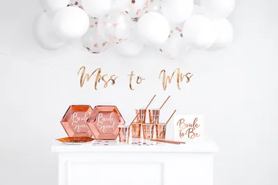 Obrázok produktu pre Papierový tanier Bride Squad 23 cm ružovo zlatý set 6 ks