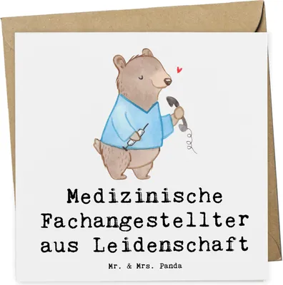 Produktbild von Mr. & Mrs. Panda Klappkarte Medizinische Fachangestellter Leidenschaft - Weiß - Geschenk, MFA, faltkarte, doppelkarte, Glückwunschkarte, Krankenhaus, anlasskarte, krank