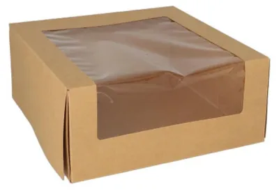 Produktbild von PAPSTAR Tortenkartons eckig mit Sichtfenster, 10x23 cm, PLA | Folie (25 Stück)