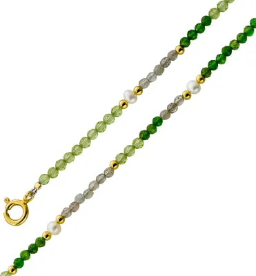 Produktbild von Perlenkette 47 cm Süßwasserperlen Natur Peridot Mondstein Edelsteine 47