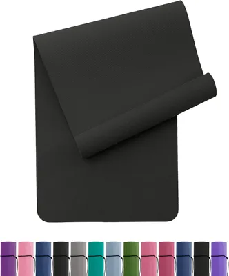 Image de Tapis de yoga, 183 x 61 x 0,6 cm, en TPE antidérapant, noir et gris, pour le fitness
