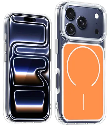 Obrázek produktu pro Magnetické pouzdro pro iPhone 17 Pro, tenké průhledné nárazuvzdorné pouzdro, kompatibilní s MagSafe Oranžová