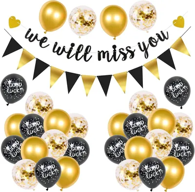 Imagen del producto de Kit de decoración para despedida, de 33 piezas, incluye: pancarta, guirnalda de banderines, globos, ideal para celebraciones