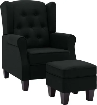 Produktbild von vidaXL Sessel mit Fußhocker Schwarz Stoff