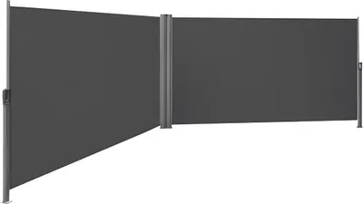 Produktbild von SONGMICS Doppelseitenmarkise, 1,8 x 6 m (H x L), ausziehbare Seitenmarkise, Sichtschutz, Sonnenschutz, Seitenrollo, für Balkon, Terrasse und Garten, rauchgrau GSA360G