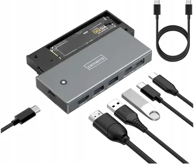 Image de Boîtier HUB - Emplacement SSD - M2 NVME Pcie SATA NGFF USB-C 3.2 HDMI 2.0 - Adaptateur M.2 10 GBps - Alimentation électrique - 100 W