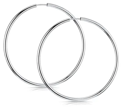 Produktbild von MATERIA Dünne Creolen 925 Silber Damen – Echtsilber Ohrringe Ringe für Frauen Teenager rhodiniert 46mm leicht SO-332