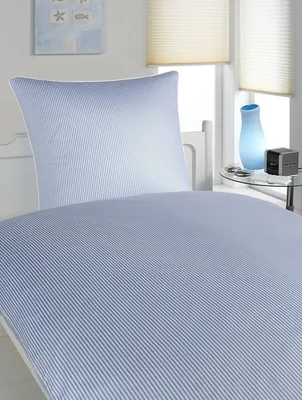 Produktbild von elegante Mako-Satin Hamburger Streifen 2460 - Farbe: Blau-Weiss - 2, 80/80 155/200 cm