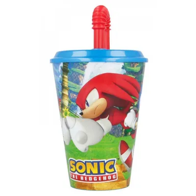 Obrázek produktu pro Kelímek na pití Heroes 430 ml s brčkem - Modrý/červený plastový kelímek na vodu