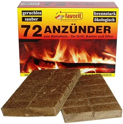 Obrázok produktu pre Favorit Anzünder für Grill, Kamin, Ofen, aus Echtholz, Wachs; 72 Stück, 1828