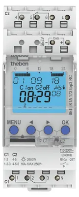 Astro-Schaltuhr 2-Kanal digital App, DIN-Schiene, 110-230 V AC