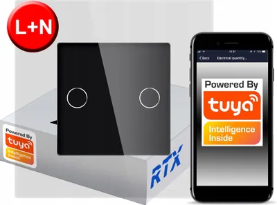 Produktbild von Berührungsschalter 2 Schaltkreise ZigBee TUYA RTX SH# L+N