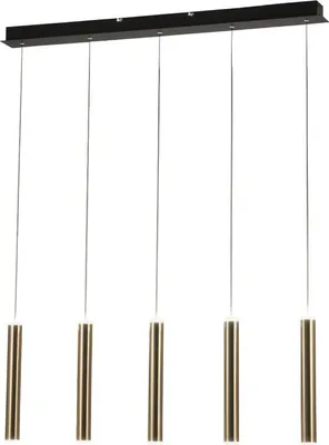 Produktbild von Fabas Luce Prado 5-flammige Pendelleuchte - 33W dimmbare LED - lineares Messingdesign