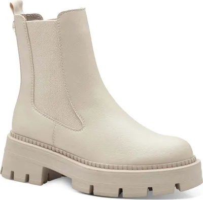 A single beige boot is shown against a white background.