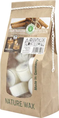 Produktbild von Duftteelichter, Cinnamon & Spices, 100% NATURAL WAX, 25/41 mm, Brenndauer ca. 7h, Beutel mit 18 Stück