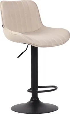 Image de Tabouret de bar CLP Lentini en tissu, pivotant et réglable en hauteur, gris, piètement noir
