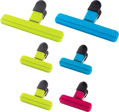 Lebensmittel-Clips, 6 Stück, wiederverwendbar, 3 Farben, 7,5 cm