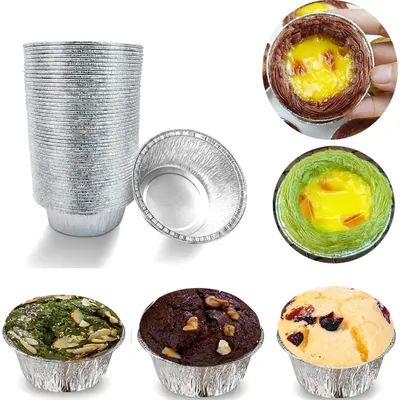 Immagine prodotto di Set di 100 stampi in alluminio per torte, tortine e crostate, diametro 9 cm