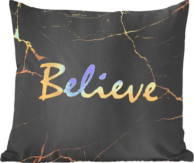 Produktbild von MuchoWow® Zierkissen Sofakissen Wohnzimmer Dekokissen 50x50 cm Zitat - Hoffnung - Gold - Marmor - Komfort - Sofakissen