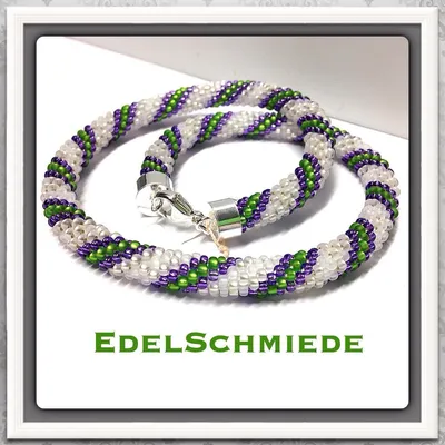 Produktbild von Edelschmiede925 Schlauchkette aus Glasperlen gehäkelt 925 Schließe