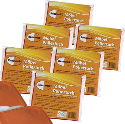 Produktbild von Renuwell Möbel Poliertuch Möbelpflege Baumwolltuch Spar-Set 6 × 4er Pack