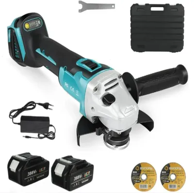 Produktbild von 125mm Akku-Winkelschleifer, kompatibel mit Makita-Akku,bürstenloser Motor, Trennschleifer mit 2x 2000Ah Akku,mit Werkzeugkoffer und zwei Schneidmesser