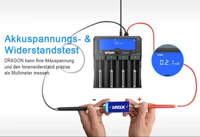 Produktbild von Xtar VP4L Plus "Dragon" - Ladegerät für Li-Ion, Ni-MH und 3s Akkupacks