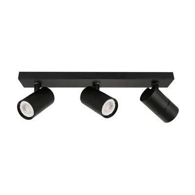 Image de Plafonnier LACONI noir 3xGU10x35W en métal, dimensions : 11,5 x 46,5 x 6,5 cm, IP20, Italux